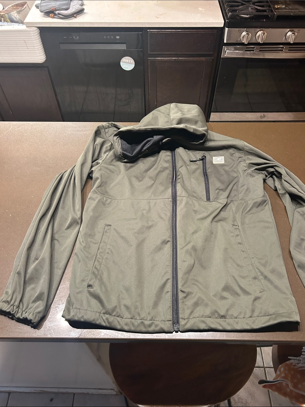 New Balance Olive Green Hooded Softshell Jacket